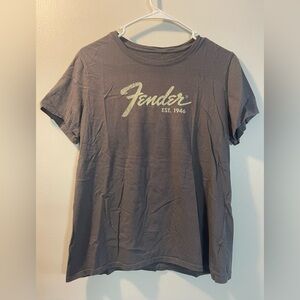 Fender Dark Gray Short Sleeve Tee with Pale Yellow Logo